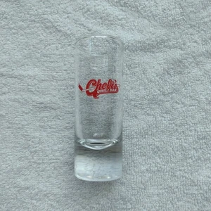 Vintage Cheli's Chili Bar Shot Glass Chris Chelio Chicago Blackhawks OF - Picture 1 of 8