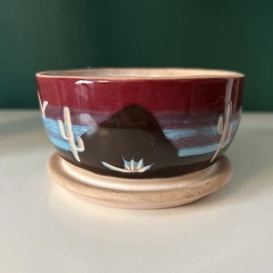 Vintage Superstition Stoneware Succulent Planter with Southwestern Sunset Motif - Picture 1 of 5
