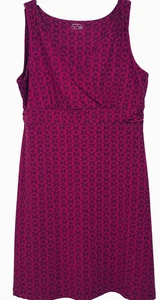 Eddie Bauer Midikleid ärmellos Faux Wickel V-Ausschnitt Stretch dunkelfuchsia Gr. 2XL - Bild 1 von 9