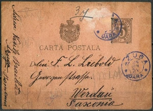 RUMÄNIEN 1894 POSTKARTE - CARTE POSTALĂ - Posted from AZUGA-GARA to Germany - Bild 1 von 2