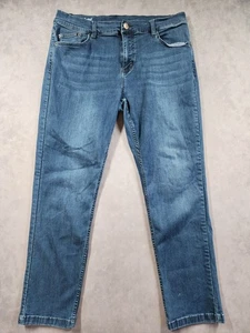 Mugsy Jeans Men's 32" Waist Blue Denim Medium Wash Stretch Slim Straight - Picture 1 of 12