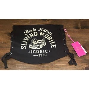 Paris Hilton Sliving Mobile Iconic Black Crop Top Stylized Car Women's Sz Large - Picture 1 of 5