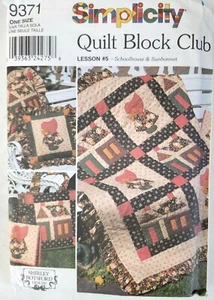 Simplicity 9371 Pattern Quilt Block Club Lesson #5 Schoolhouse & Sunbonnet - Picture 1 of 3