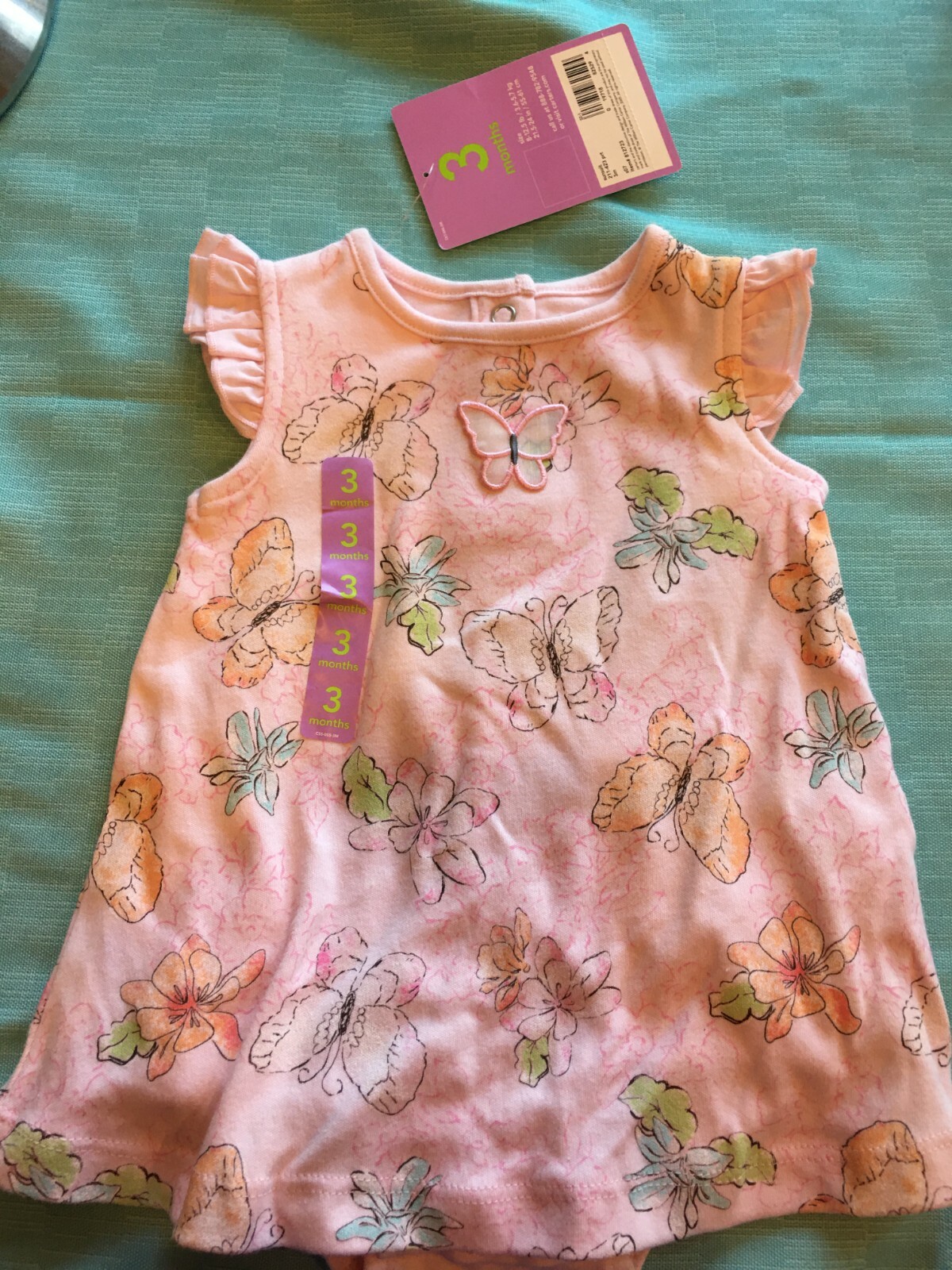 New Nwt Butterfly Baby 3 Months Carter Baby Onepiece Romper Buttons 21 872 Ebay