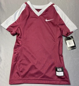 Nike Jersey Shirt Softball Girls Extra Small  Dri Fit Top Burgundy - Picture 1 of 4