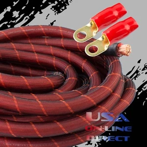 0 Gauge 10 ft RED SNAKESKIN Power OFC Wire Strand Copper Marine Cable 1/0 AWG US - Picture 1 of 7
