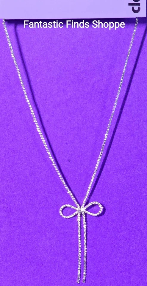 Collar con lazo de diamantes de imitación tono plata cuello en Y NUEVO EN CAJA Foto 1 de 1