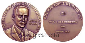 JOHN JAMES RICHARD MACLEOD PREMIO NOBEL MEDICINA 1923 INSULINA MEDAGLIA CABRAL - Foto 1 di 1