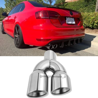 Silenciador de tubo puntas de escape de doble pared para Volkswagen Jetta 2,5" entrada 3,5" Foto 1 de 4