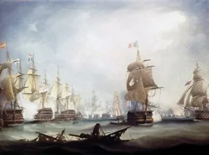 SAILING SHIP POSTER Battle of Trafalgar -T Buttersworth - Picture 1 of 1