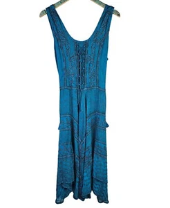 Vintage Advance Apparels Tie Dye Sear Sucker Sleeveless Assymetrical Dress, NWT - Picture 1 of 9