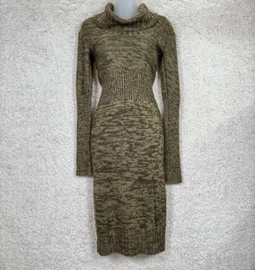 Moda International Sweater Dress Size XS Olive Wool Blend Cowl Neck Long Sheath - Picture 1 of 13