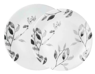 Corelle Boutique MISTY LEAVES 10 1/4" DINNER or 8 1/2" LUNCH PLATE Grey Leaves
