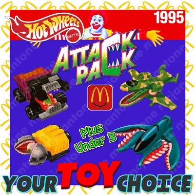 McDonald's 1995 ATTACK PACK Hot Wheels Vehículo Avión Mattel TU Juguete ELECCIÓN Foto 1 de 3