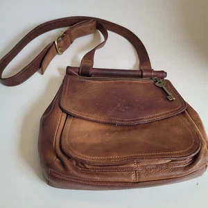 Fossil 1954 Classic Key Brown Leather Handbag Purse Hobo Boho 75082 Descript! - Picture 1 of 24