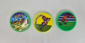Tapas de leche de plástico vintage Pog Slammer 3 Jetty Eddie Jabbin patinaje apresurado - Imagen 1 de 3