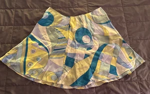 8 lined JULIE BROWN Scarf silky Skirt A-line 60 hippie pattern Halloween Costume - Picture 1 of 9