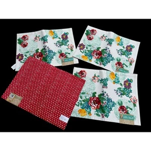 Colchonetas Pioneer Mujer x4 Reversibles Frente Floral/Rojo Blanco Polkadot Nuevo con Etiquetas - Imagen 1 de 4