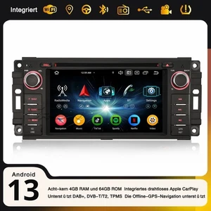 Android 14 DAB+ Autoradio Jeep Compass Wrangler Chrysler 300C Dodge Carplay Navi - Bild 1 von 24