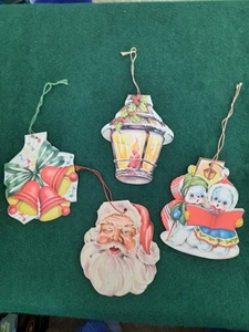 Vintage Lot of 4 Hanging Christmas Cards - 1940’s - Front & Back Pictures Same - Picture 1 of 3