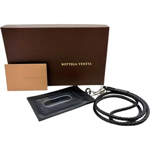 Auth BOTTEGA VENETA Intrecciato Neck Strap ID Holder Black Leather #36636986 - Picture 1 of 14