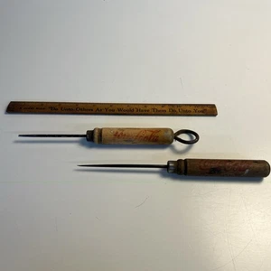 Vintage Coca-Cola Advertising Ice Picks (2) + Wood Ruler Lot - Picture 1 of 11