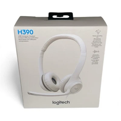 Auriculares USB para computadora Logitech H390 micrófono con cancelación de ruido sonido mejorado - blanco Foto 1 de 4
