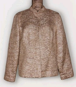 Chico's Size 2 (Large) - Sparkling Gold Woven Lined Blazer - Picture 1 of 4