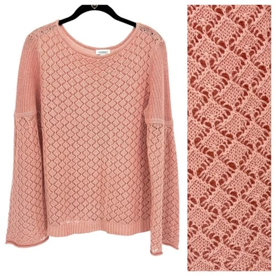 Suéter Sundance XS Lino Rayón Tejido Abierto Crochet Manga Campana Top Aura Dulce Foto 1 de 4