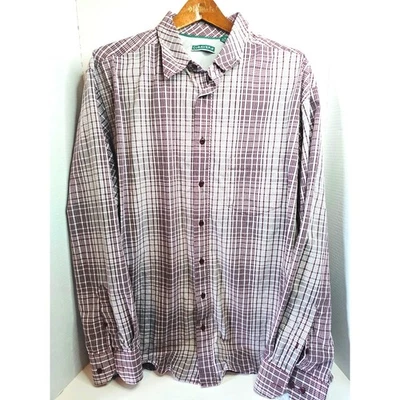 CUBAVERA Mens 2XLT Plaid Long Sleeve Button Up Shirt Burgundy White Grey - Image 1 of 4
