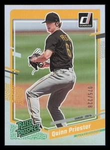 Quinn Priester 75/228 Rated Prospect Career Stat Line 2023 Donruss #39 Brewers - Picture 1 of 2