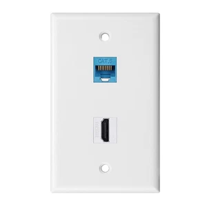 1Pack 2-Port Cat6 and -Compatible Wall Plate with Inline Coupler Insert 1590 - Afbeelding 1 van 10