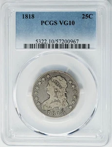 1818 Capped Bust Quarter 25c VG10 PCGS 950159-4 - Picture 1 of 3