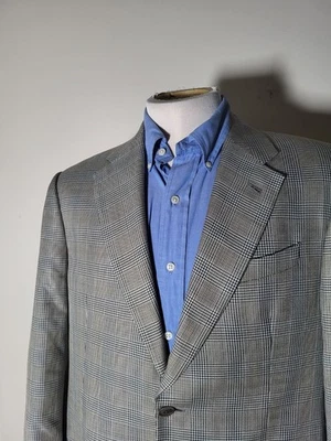 40R Armani COLLEZIONI Marrón Negro Azul Glen Check Blazer Abrigo Deportivo Chaqueta Foto 1 de 4