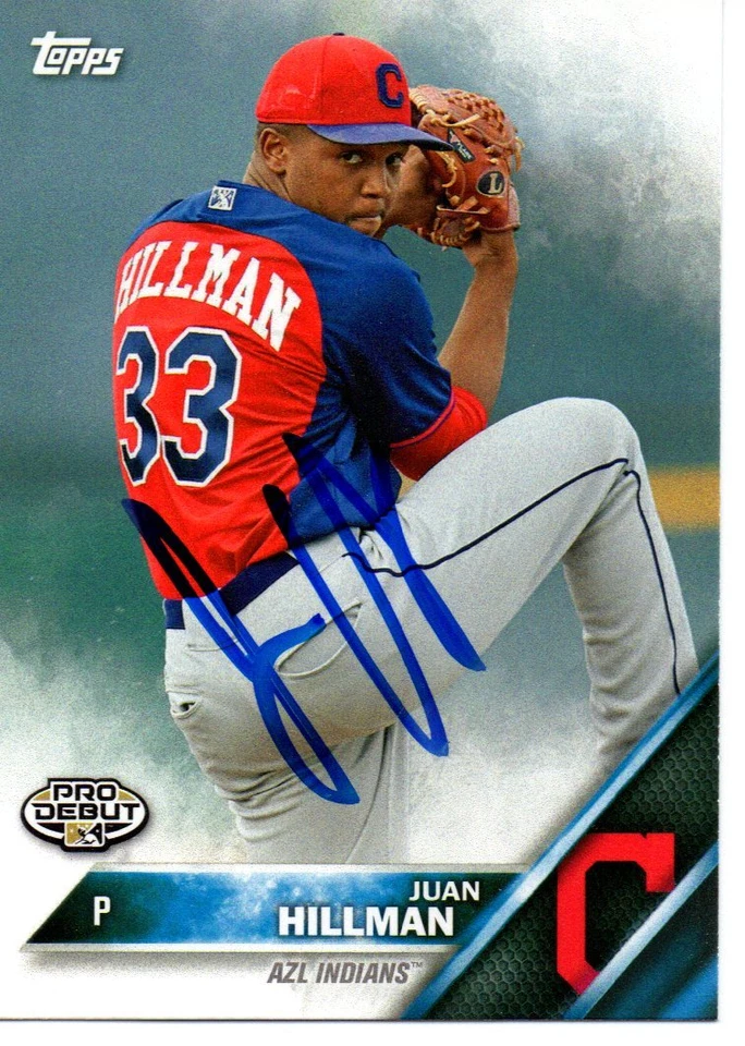 Juan Hillman Cleveland Indians 2016 Topps Pro Debut Signed Card - Image 1 of 1