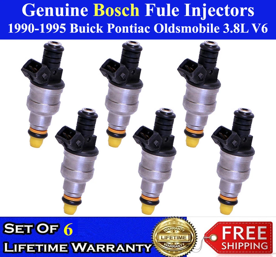 Juego de 6 inyectores de combustible originales Bosch para Buick Pontiac Oldsmobile 1990-1995 3,8 Foto 1 de 1