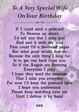 Special Wife On Your Birthday Memorial Graveside Poem Card & Ground Stake F405