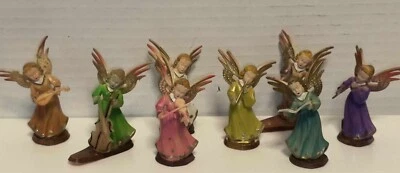 1960's ANGELS Plástico Rígido Dourado/8 Figuras de Anjo de Natal - Hong Kong - Imagem 1 de 4