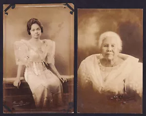 Philippines FILIPINA SEATED YOUNG LADY & OLD LADY 2 RPPC Vintage Postcards H111 - Picture 1 of 3