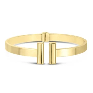 14K Yellow Gold Polished 6mm Bar Cuff Bangle Bracelet Fine Jewelry - Picture 1 of 2