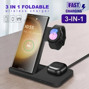 3in1 Wireless Fast Charger Charging Station For Samsung Galaxy Watch 7/6 S25 S24 - Picture 1 of 23