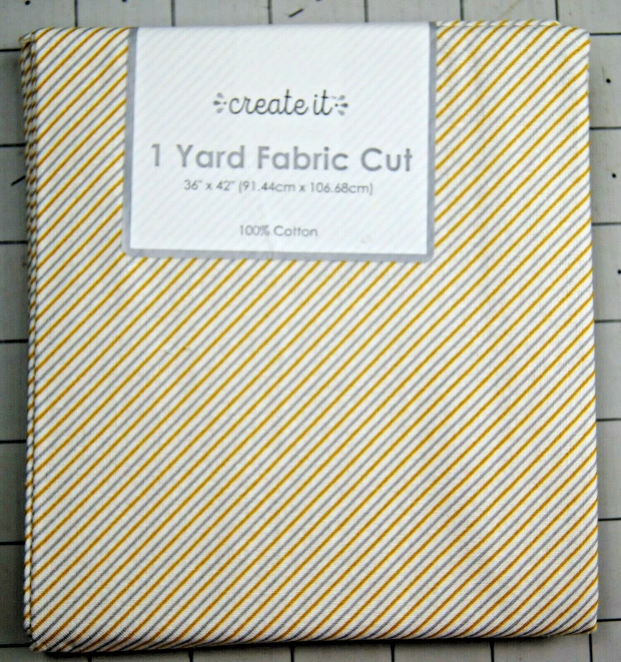 1 Yard Wonder Stripes Yellow Gray White Cotton Quilting Fabric 36" X 42"