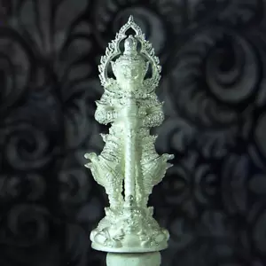 Thailändisches Amulett Thao Wessuwan Riese Kuvera Mini Statue Silber LP Foo Wat Bang Samak - Bild 1 von 12