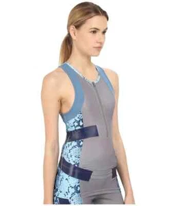 adidas by Stella McCartney Run Techfit Tank Top Pearl Gray Blue Snakeskin Sz L - Picture 1 of 6