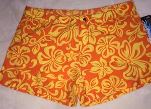 Steve & Barry's Board kurze Damen-Shorts orange und gelb Blumenmuster Größe S neu mit Etikett - Bild 1 von 7