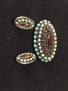 Precioso juego de broches y pendientes de clip vintage (ca180) - Imagen 1 de 4