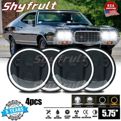 For Ford Gran Torino 1972-1976 4pcs Round 5.75" 5-3/4" LED Hi/Lo Headlights - Image 1 of 4