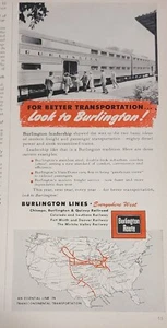 Burlington Lines Railroad Magazine Ad Train Advertisement Double Decker 1951 Art - Imagen 1 de 1
