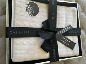 NWT Tahari Ivory 100% Cashmere Knit Throw Cream White 50x60” - Picture 1 of 3