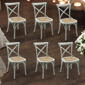 Grey Cross Back Dining Chair Set of 6 Comfortable & Stylish Wooden Home Cafe - Picture 1 of 14